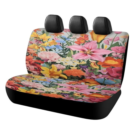Spring Flowers Car Rear Seat Cover, Suitable for Automobiles SUV、 General Motors Back Seat Protectors for Cars, Trucks