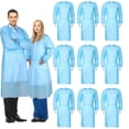 thumbnail image 1 of Batas aislantes desechables Xuhal, paquete de 150 unidades, PPE, unisex, azules, 1 of 6