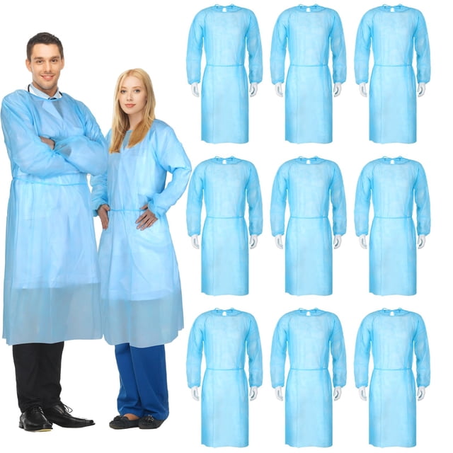 Batas aislantes desechables Xuhal, paquete de 150 unidades, PPE, unisex, azules