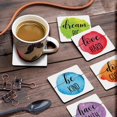 thumbnail image 3 of Inkdotpot Set of 6 Drink Coasters DecorativeNon,SlipCork Base4-inch Square PrintedCoastersEasy Clean- Quotes, 3 of 8