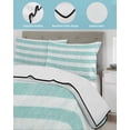 thumbnail image 4 of Quilts Twin Size Bedding Set, Aqua Striped Lightweight Quilted Comforter, Rustic Farmhouse Stripes Soft Reversible Bedspread Coverlet with Pillow Covers for All Season, 68" x 86", 4 of 7