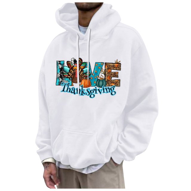 JHLZHS Chandail en Molleton Col Rond Homme Automne et Hiver Homme Action de Grâce Manches Longues Quotidien Décontracté Mode Ample Tendance Sweat à Capuche Chandail en Molleton à Capuche Homme Petit