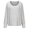 thumbnail image 5 of TKLPEHG Long Sleeve Sweaters for Women Fashion Crew Neck Lightweight Pullover Sweaters Loose Casual Ribbed Knit Tunic Tops (White,M), 5 of 6
