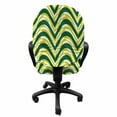 thumbnail image 3 of Abstract Office Chair Slipcover, Nature Toned Curvy Stripes and Diagonal Cut Lines Geometric Modern, Protective Stretch Decorative Fabric Cover, Standard Size, Emerald and Yellow Green, by Ambesonne, 3 of 5