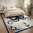 thumbnail image 3 of ODIKA 8'x10' Ultra-Soft Area Rug, Cartoon Pirate Octopus Kraken Abstract Ocean Waves Anchors Bubbles None Washable, Bare feet friendly, Silk-Touch for Bedroom, Under Sectional, 3 of 7