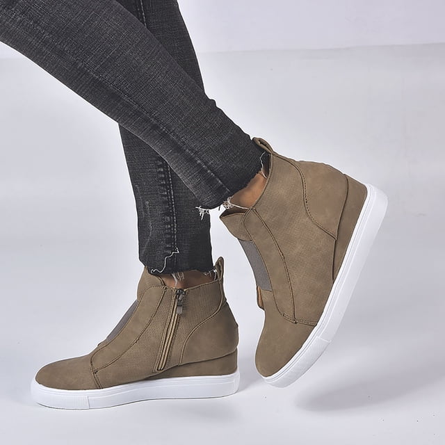 Zapatos de tacón alto con plataforma impermeable y cremallera Retro para mujer, zapatos individuales Wmkox8yii sa1891