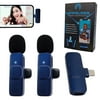 Cut the Crap Wireless Microphone for iPhone iPad, 2 Mini Mics, with Lightning Connector (Blue)