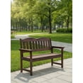 thumbnail image 1 of Weather-Resistant Poly Lumber Garden Bench – 2-Person Outdoor Patio Loveseat – Heavy-Duty Slatted Seating for Yard, Porch, Park, or Backyard – Easy Assembly – Light Brown, 1 of 6