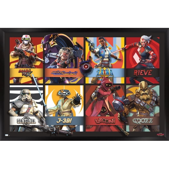 Star Wars: Hunters - Grid Wall Poster, 14.725" x 22.375" Framed
