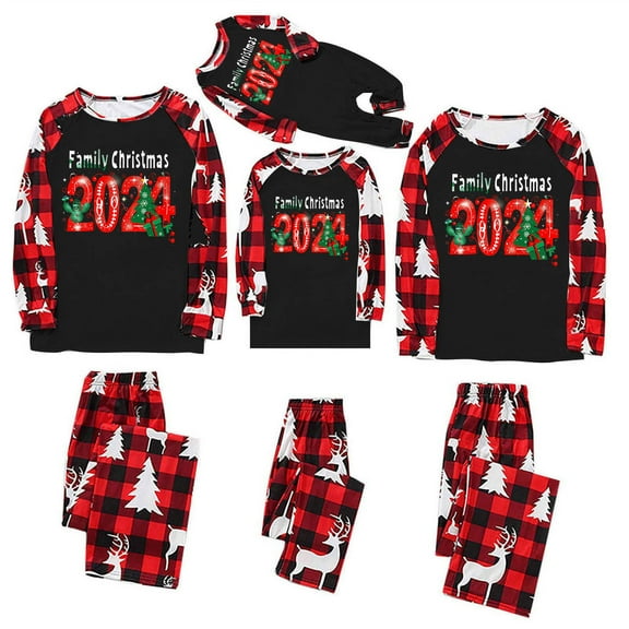 Family Christmas Pjs Matching Sets Xmas Holiday Christmas Pajamas Adults, Kids and Babies Sleepwear Loungewear