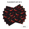 thumbnail image 3 of Placemats Set of 4, Red Hot Chili Place mats for Dining Table Indoor/Outdoor, Cute Heat Resistant Washable Table Mats(18" x 12"), 3 of 8