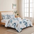 thumbnail image 5 of Queen Quilt Set 90''x96'', Blue Botanical Fall Lightweight Summer Bedspread Coverlet Set with 2 Pillow Shams, Pastoral Maple Leaf Autumn Breathable All Season Quilt Bedding for Bedroom/Guest Room, 5 of 9