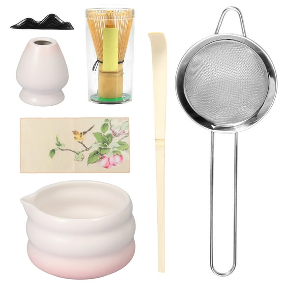 LINFANG 7pcs Japanese Matcha Tea Set Easy to Use Elegant Green Matcha Kit Smooth Help Relaxing Japanese Tea Making Set for Your Home Use