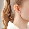 thumbnail image 6 of Homesteed Hollow Flower Shaped Diamond Earrings for Women Shiny Crystal Studs Elegant Floral Jewelry Nickel Free Birthday Wedding Gift for Her, 6 of 6