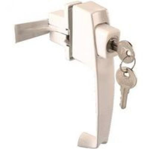 ProSource 47015-UKW-PS Keyed Rectangular Door Pushbutton Latch, White Powder Coated