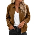 thumbnail image 5 of Tqcoqu Faux Suede Bomber Jacket for Women Fall Fashion 2026 Casual Zip Up Oversized Trendy Winter Clothing Outerwear Coats, 5 of 8
