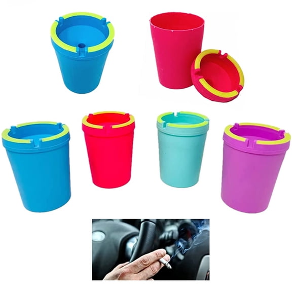 4 Pack Jumbo Glow in the Dark Butt Bucket Ashtray for Cigarettes, Self-Extinguishing Cup, Car Ash Holder, Portable, Truck, Home, Office (Colors May Vary)