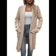 thumbnail image 1 of Cárdigan de Larga de Otoño para Mujer, Moderno Cárdigan de Punto Holgado con Bolsillos y Abertura Frontal para Invierno. Caqui L, 1 of 10