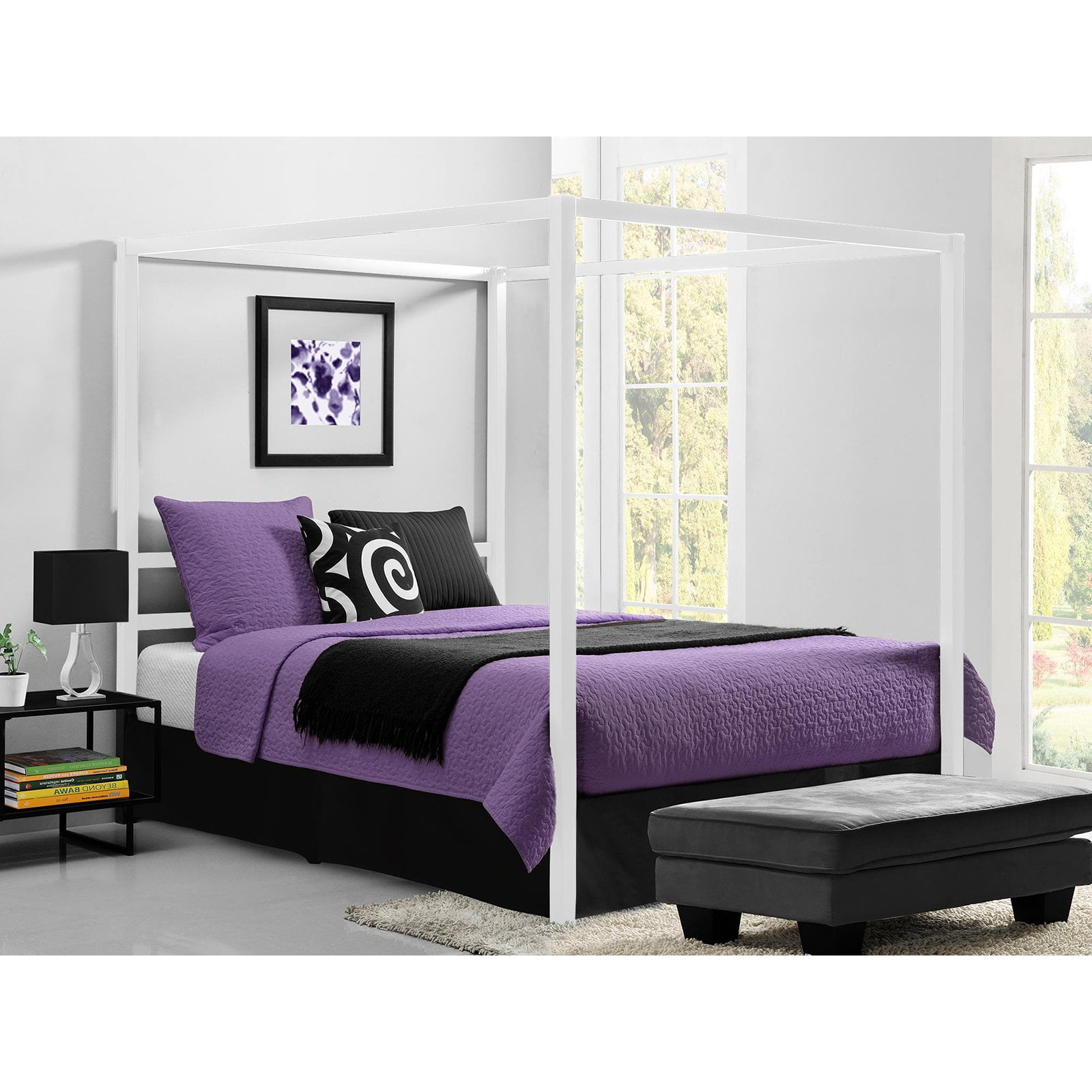 Metal Canopy Bed Frame Queen Size With Headboard Platform Modern Metal Canopy Bed Frame Queen Size With Headboard Platform Modern Bedroom White