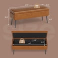 thumbnail image 3 of GAOMON Leather Storage Ottoman Bench, Mid-Century Modern Storage Bench for Bedroom, Entryway End of Bed Bench, Synthetic Leather with Stitching, Safety Hinges, Loads 680 Lb,Brown, 3 of 7