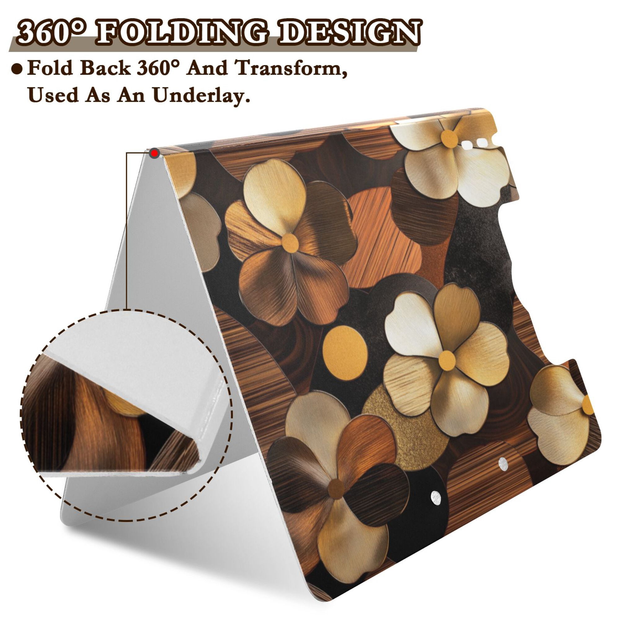 FORMRS A4 Clipboard Folder with Pen Holder Horizontal Foldable School Office Binder, Gold Flower