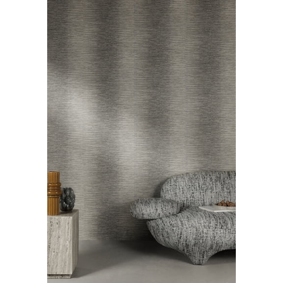 Charcoal Grey Horizontal Candy Stripe Print Non Woven Non-Pasted Textured Wallpaper 57 Sq. Ft.