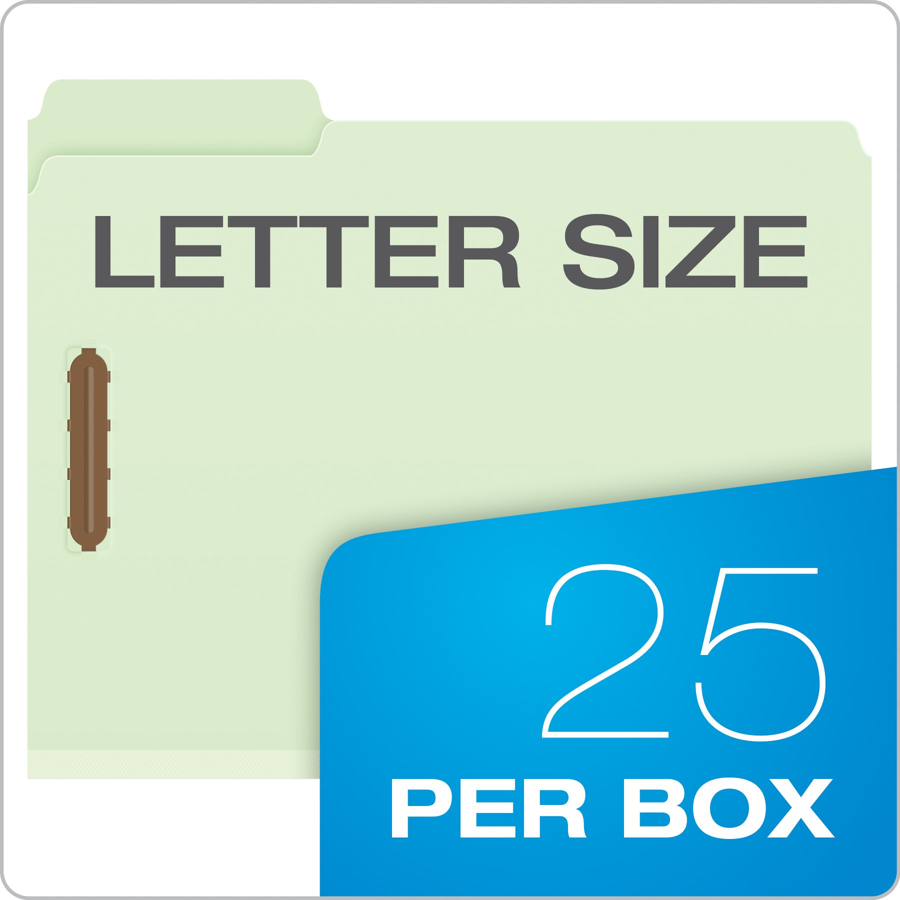 Pendaflex Pressboard Folders 2 Fasteners 2" Expansion 1/3 Tab Letter Green 25/Box 17181