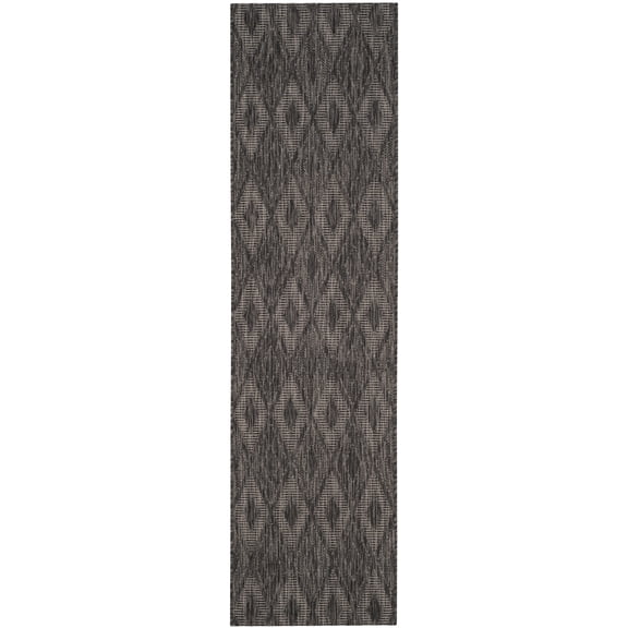 Safavieh Courtyard Teodor Geometric Indoor/Outdoor Runner Rug, Black, 2'3" x 16'