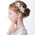 thumbnail image 4 of Peineta de boda hecha a mano para niña de las flores, accesorio para el cabello de novia con hojas florales de perla blanca para novias y damas de honor, bonito tocado de princesa., 4 of 5