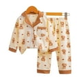 thumbnail image 3 of Conjunto de ropa de hogar para niños con cárdigan de solapa con contraste de otoño, pijama de algodón de licra para niños y niñas, ropa de habitación con aire acondicionado de verano, 3 of 4