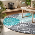thumbnail image 3 of Round Rugs 3Ft, Turquoise Grey Sunflowers Round Area Rug Washable Indoor Throw Carpet, Boho Rustic Floral Vintage Blossom Small Non Slip Circle Rug for Bedroom Living Room Home Decor Aesthetic, 3 of 8