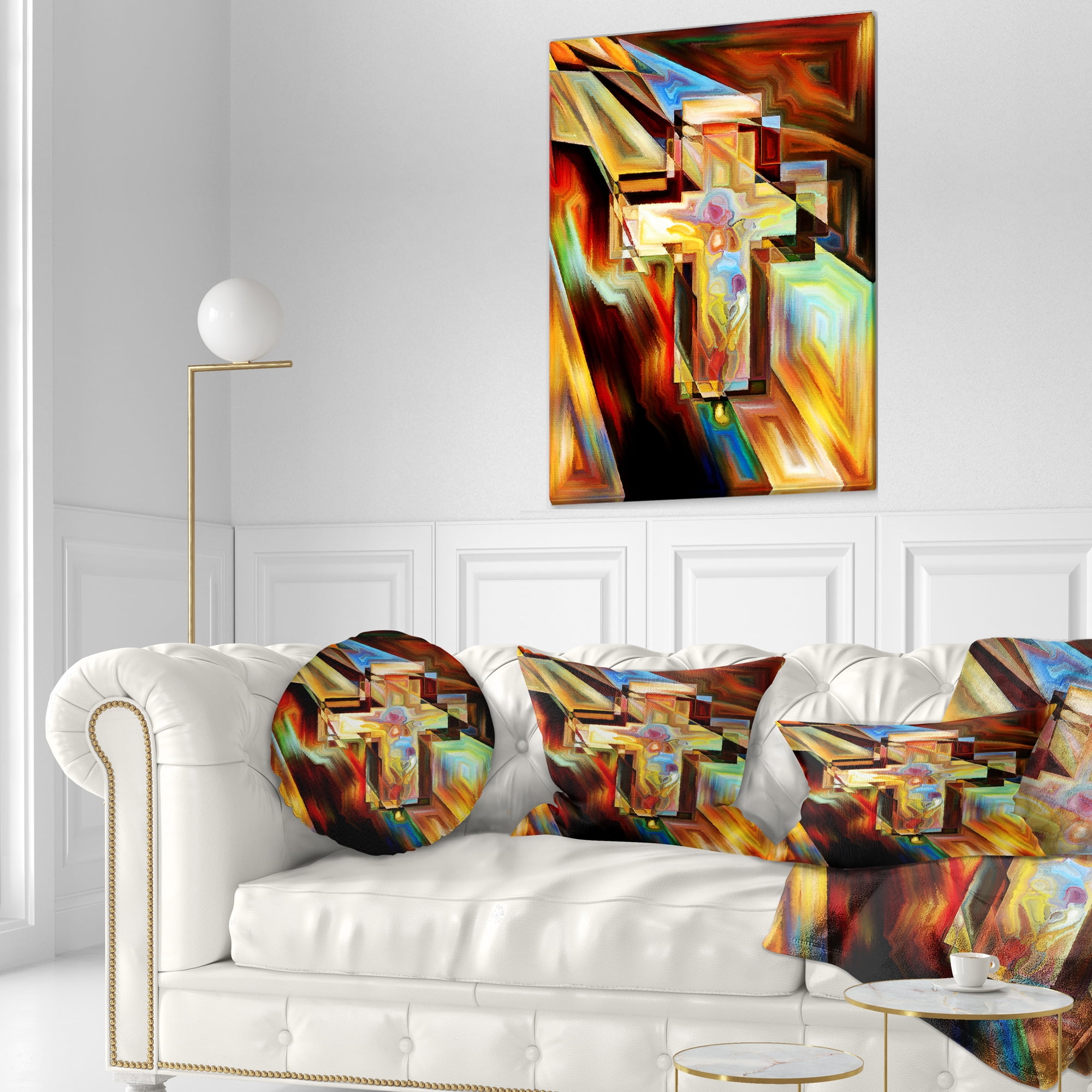 Designart Light of the Cross - Abstract Throw Pillow - 12x20