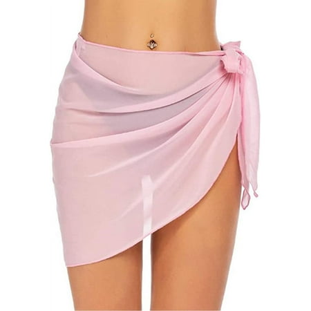 Municipal Womens Sheer Swimwear Cover Ups Bikini Wrap Sheer Short Skirt Beach Swimsuit