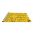 thumbnail image 2 of Ahgly Company Machine Washable Indoor Round Abstract Yellow Modern Area Rugs, 4' Round, 2 of 4