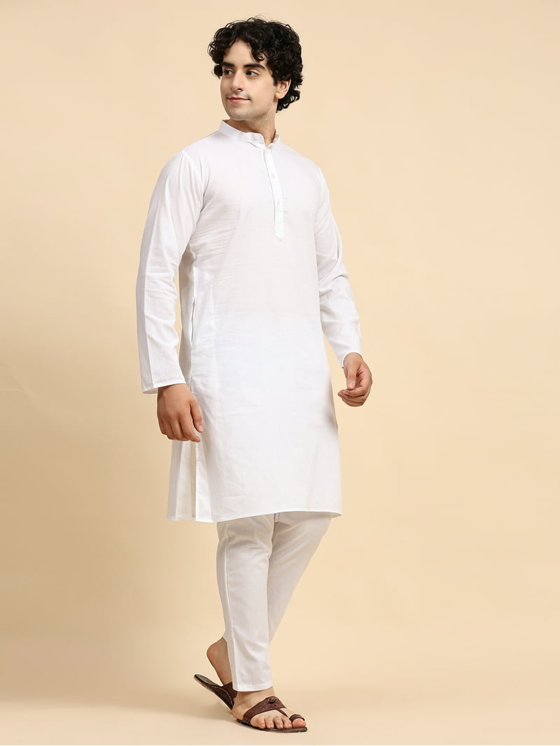 Pyjama Kurta Homme Coton Broderie Fleurie - Ensemble Kurta Pyjama Traditionnel Coupe Droite