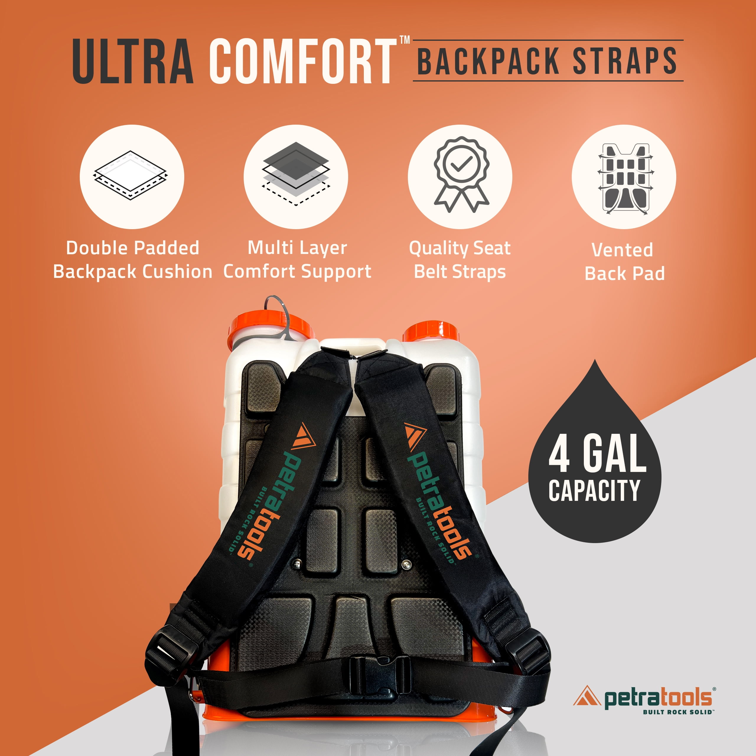 Petratools HD4000 4 Gallon Backpack Sprayer Electric Sprayer Back Pack Battery Sprayer