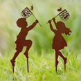 thumbnail image 4 of Craft Iron Children Silhouette Garden Pation In-Ground Statues Girl, 4 of 9