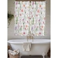 thumbnail image 4 of Pink Spring Floral Bathroom Window Curtain, Flowers Botanical Elegant Grey Checkered Light Filtering Coffee Kitchen Curtains, Bedroom Living Room Curtains 2 Panel 84"x63", 4 of 6