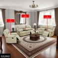 thumbnail image 3 of 3-Pcs Modern Leather Recliner Couch with 5 Recliners Living Room/Office/Theater Set, Beige, 3 of 11