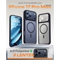 thumbnail image 2 of Funda para iPhone 17 Pro Max Negro, Compatible con MagSafe, Protección contra Caídas, Carcasa Magnética Translúcida Mate con Protección de Cámara 6.9", 2 of 6