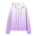 thumbnail image 6 of Inleife Fleece Jacket Women Casual Printed Zippered Jackets Women's Long Sleeved Hooded Sweater Jacket Top, 6 of 6