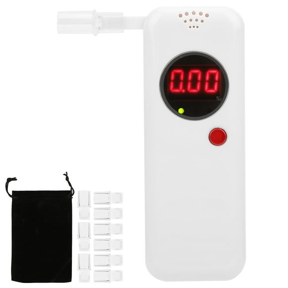 Digital Breath Tester LCD Display Breathalyzer Drunk Driving Analyzer Test Tool W/Blow TubeWhite
