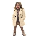 thumbnail image 3 of qolati Baby Girls Warm Sherpa Fleece Jackets Tollder Kids Faux Furs Teddy Long Coats with Pockets Windproof Fall Winter Outwear, 3 of 5