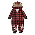 thumbnail image 3 of Odeerbi Christmas Onesie Pajamas for Family Holiday Sleep Jumpsuit Long Sleeve Family Christmas Pajamas Matching Sets Baby Fashion Lattice Print Plush Jumpsuit Sleepwear PJs Set Red, 3 of 5
