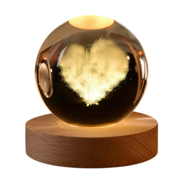 Lámpara de noche de bola 3D con base Corazón