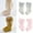 Pink+Gray+Beige+Yellow, variant on 4 Pairs Baby Girls Knee High Socks with Bow Long Stockings Infants Toddlers Ruffled Socks School Uniform Leggings 0-3Y