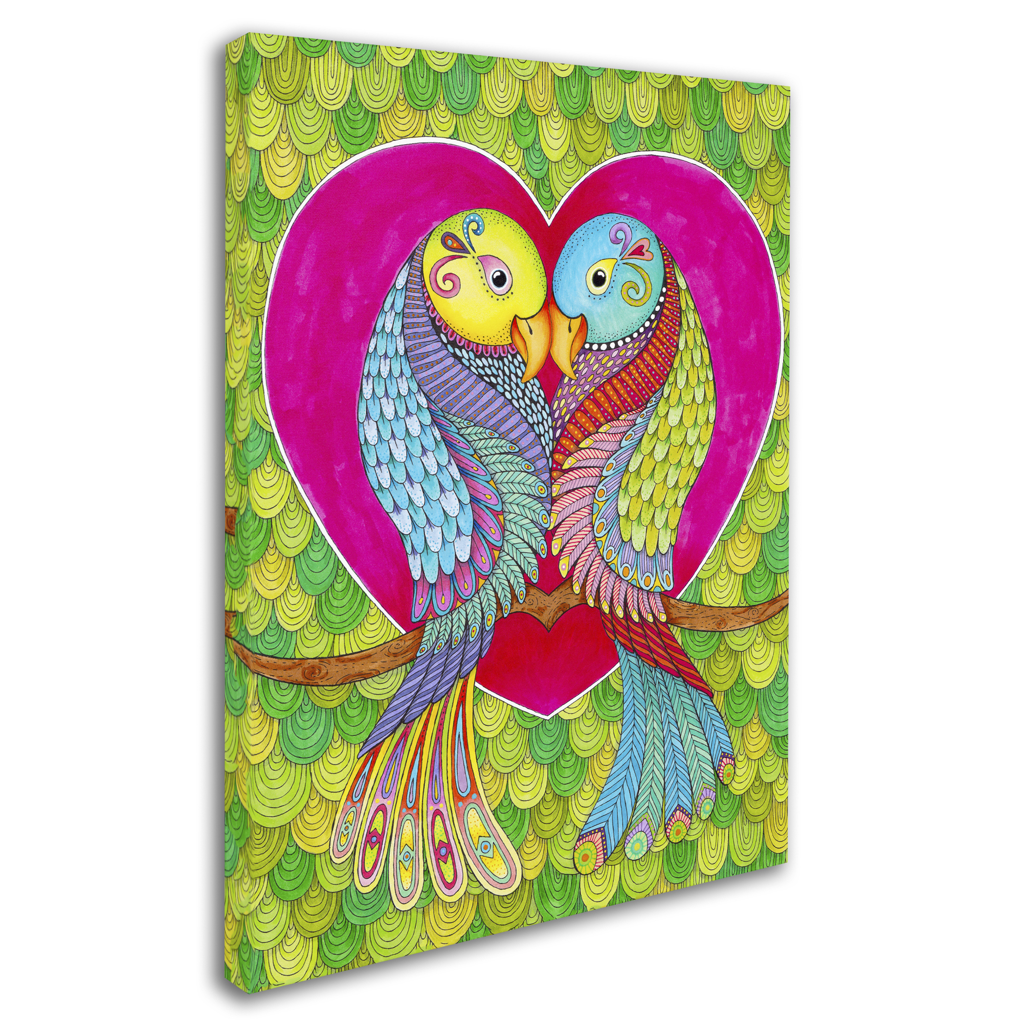 Trademark Fine Art "Lovebirds in Colour" Canvas Art by Hello Angel