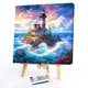 thumbnail image 5 of Kit de pintura por números sobre lienzo, arte al óleo artesanal, imagen de la isla del faro, 40x40cm, 5 of 9