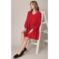 thumbnail image 5 of Made by Johnny Women's Casual Long Sleeve V-Neck Loose Flowy Swing Shift Dress L RED, 5 of 5