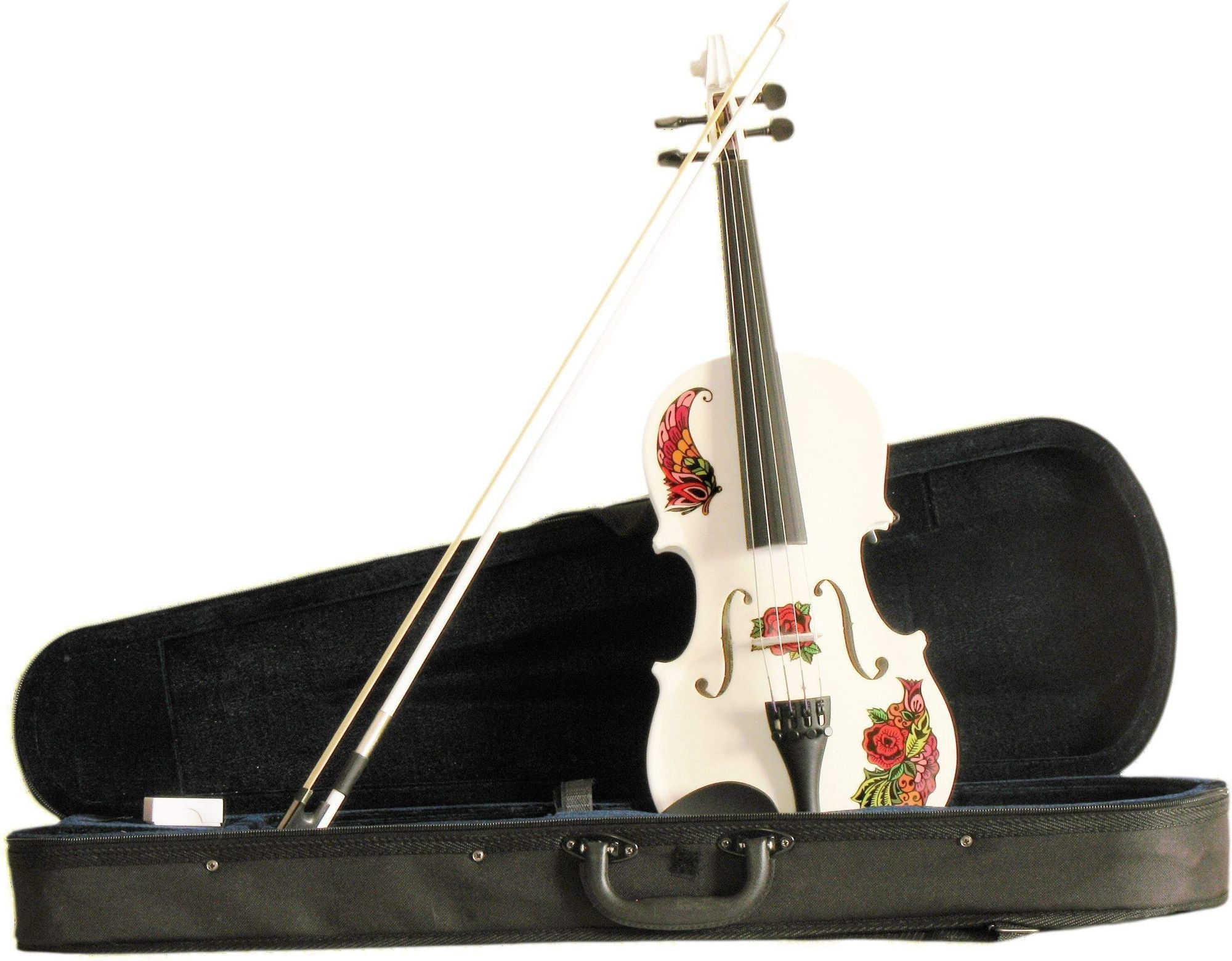 Rozanna's Butterfly Rose Tattoo Violin Outfit, 4/4 Size, Wood Body, Hand Gloss Finish, Bow Included